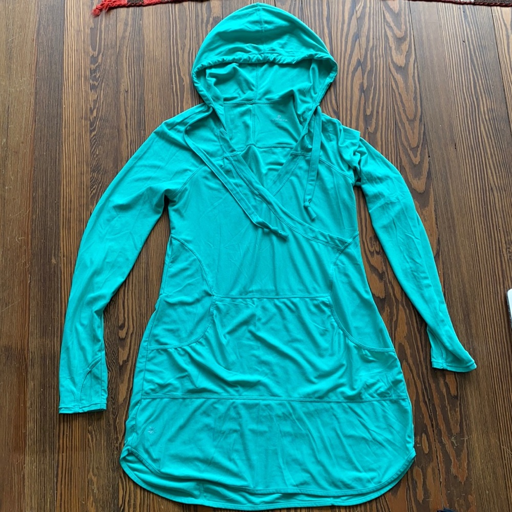 Athleta Green Long Sleeve Raglan Hooded Dress